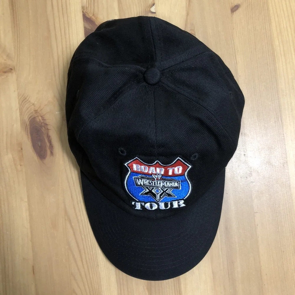 Vintage WWE Road To Wrestle Mania 20 XX Tour Hat 2004 Hat Black Rare Retro